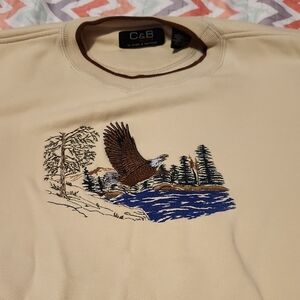 Vintage thick cream colored sweatshirt eagle design XL